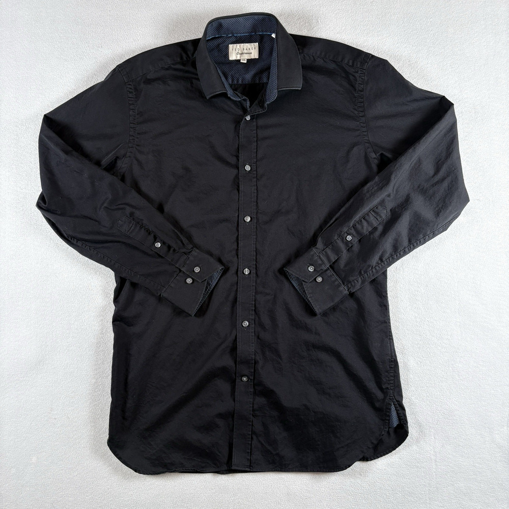 Ted Baker Endurance Men's Black Dress Shirt Contrast Collar 15.5 32/33